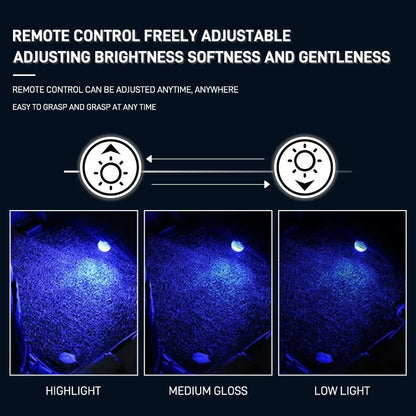 New Wireless Adhesive LED Car Interior Ambient Light Remote Control Decoration Auto Roof Foot Atmosphere Lamp Bicycle Tail Light
