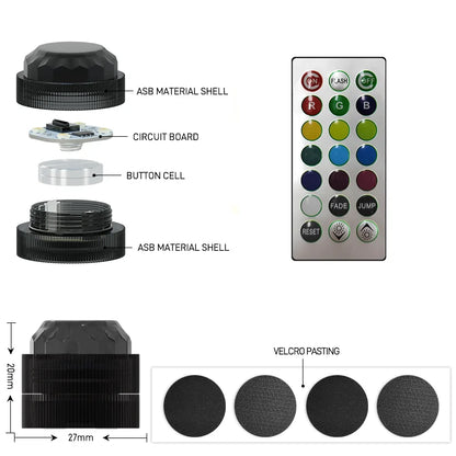 New Wireless Adhesive LED Car Interior Ambient Light Remote Control Decoration Auto Roof Foot Atmosphere Lamp Bicycle Tail Light