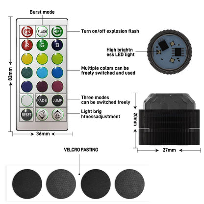 New Wireless Adhesive LED Car Interior Ambient Light Remote Control Decoration Auto Roof Foot Atmosphere Lamp Bicycle Tail Light