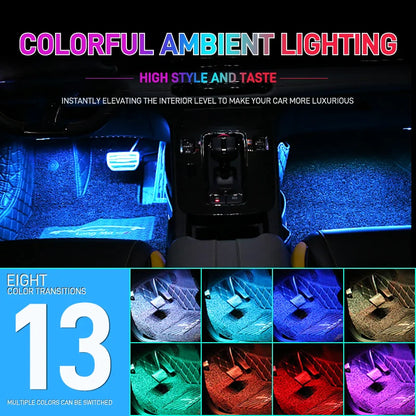 New Wireless Adhesive LED Car Interior Ambient Light Remote Control Decoration Auto Roof Foot Atmosphere Lamp Bicycle Tail Light